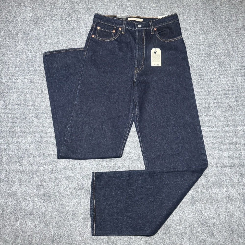 Levis Premium Jeans Ribcage Straight Women 29 Button Fly Dark Wash 32" Ins. NWT
